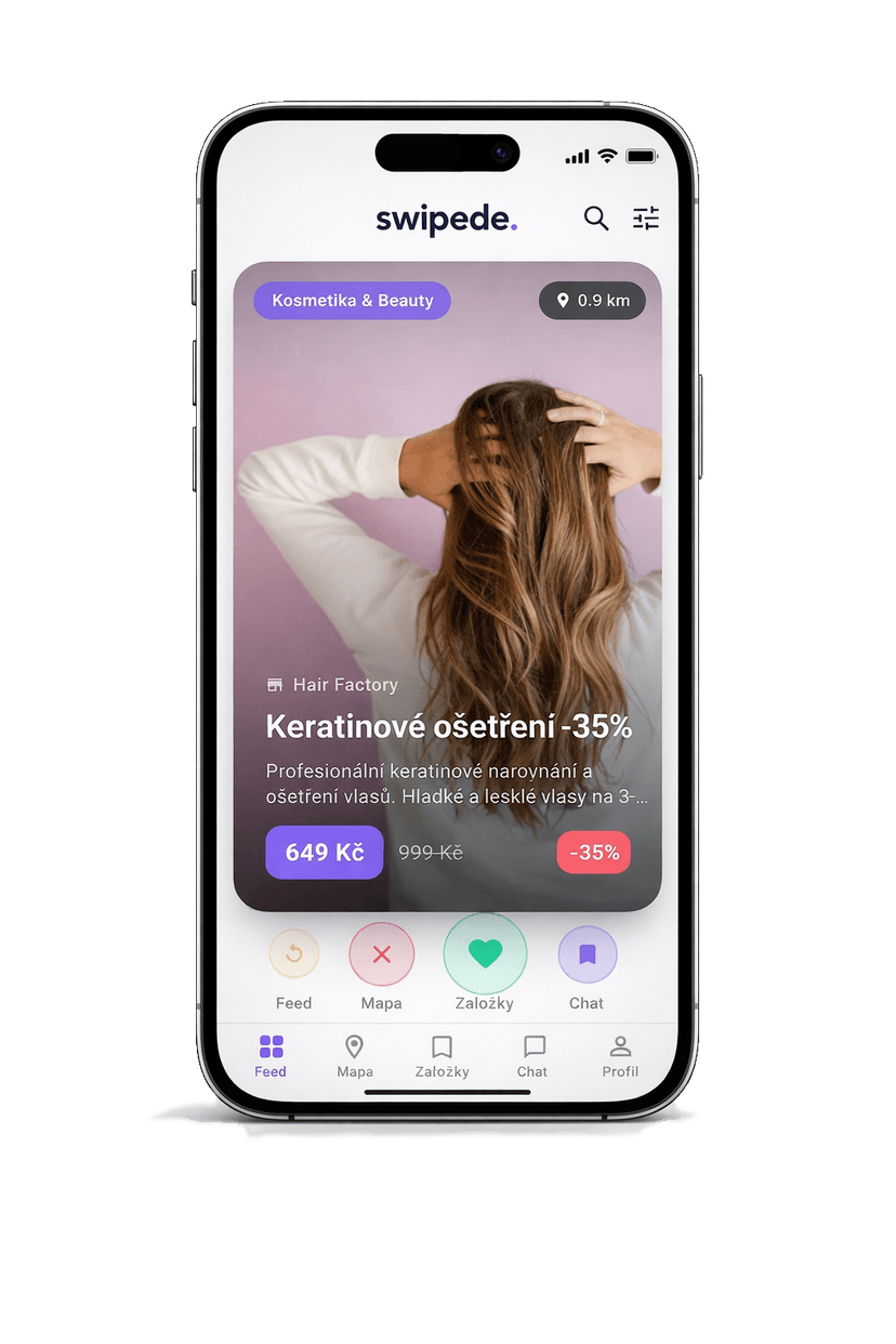 Swipede app - feed nabídek
