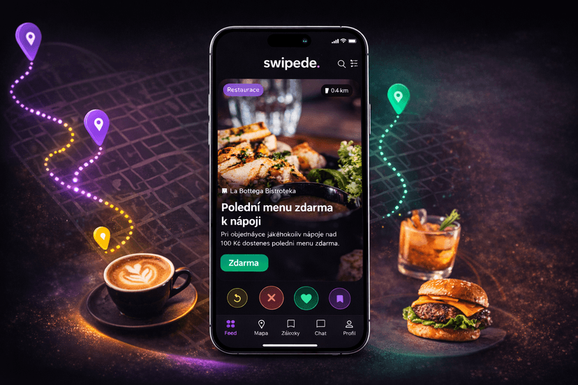 Swipede app - nabídky v okolí